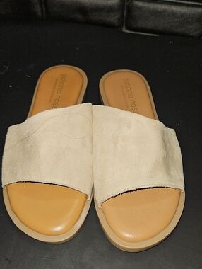Simona Rossi Women’s Cream Slide Sandals Size 38 (US 7.5) Handmade in Tuscany